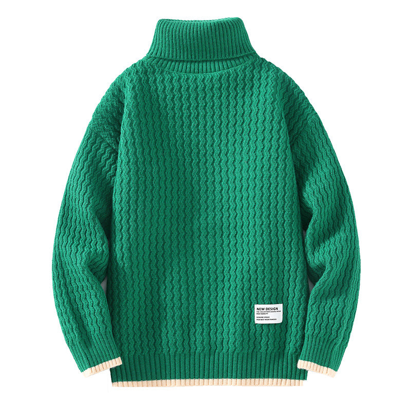 Winter Turtleneck Sweater Men's Loose Solid Color