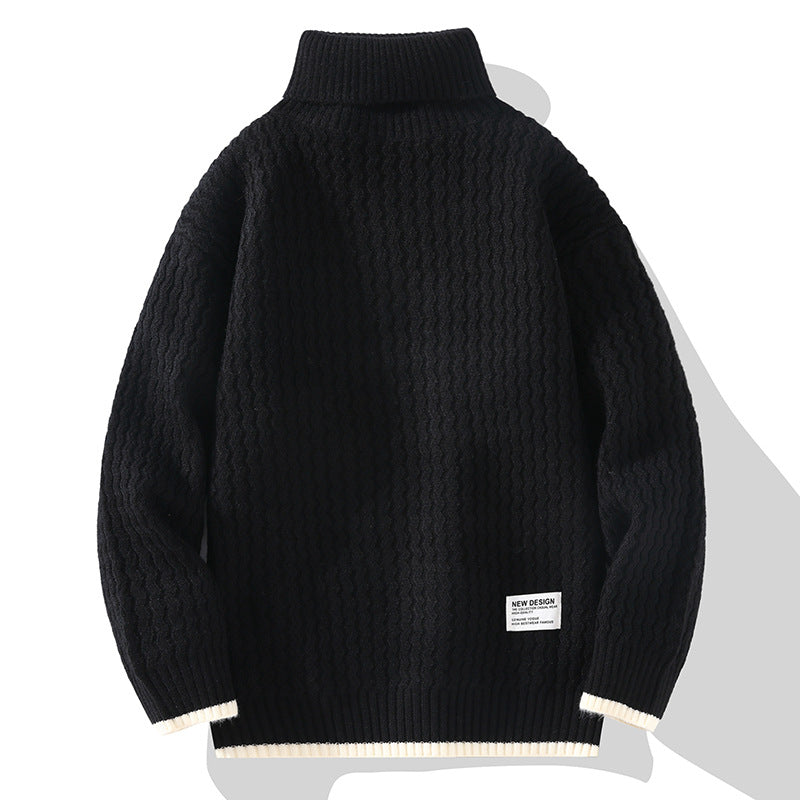 Winter Turtleneck Sweater Men's Loose Solid Color